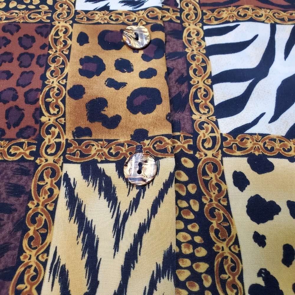 Bon Worth Vintage Short Sleeve Cheetah Print Top sz XS Petite - Picture 3 of 7